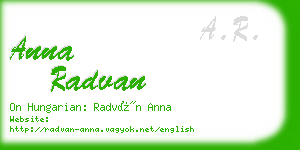 anna radvan business card